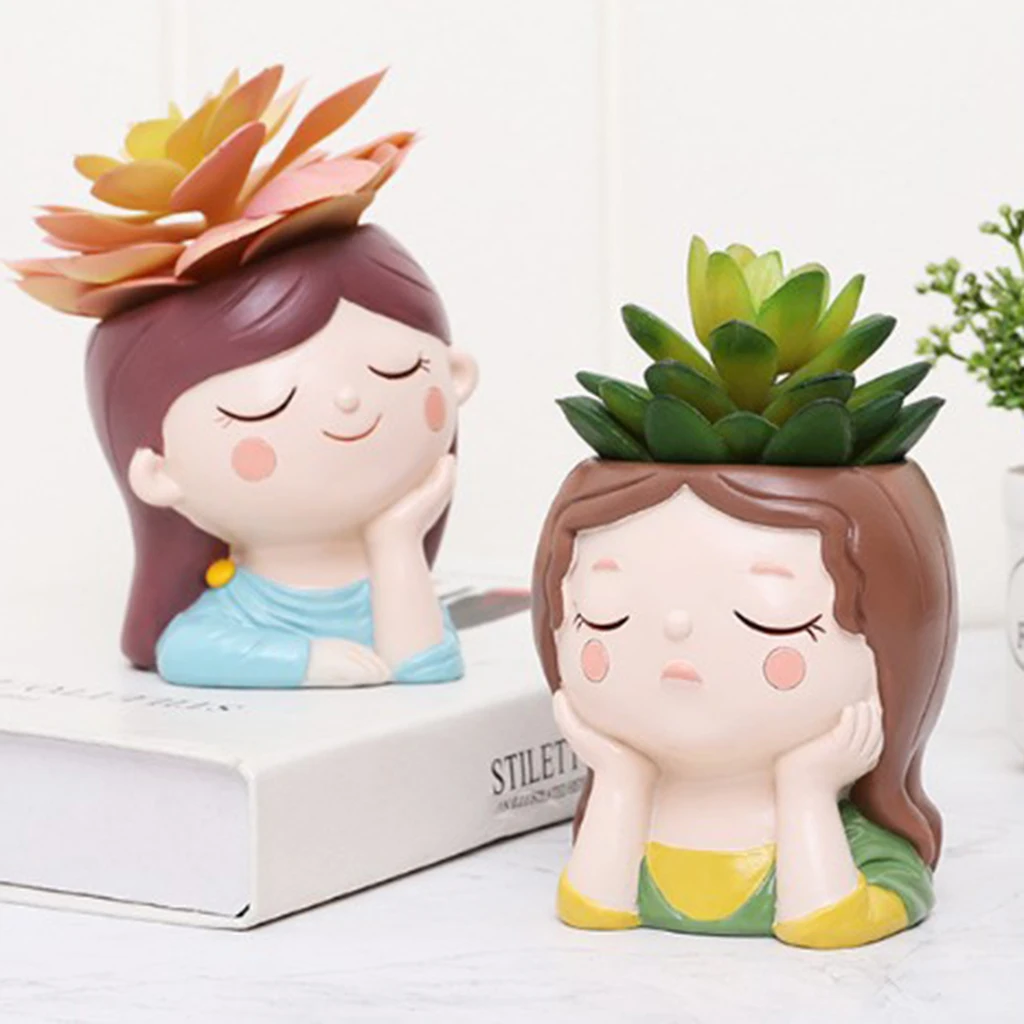 Смола милые девушки окно завода цветочного горшка маленькая сочные ящик для
