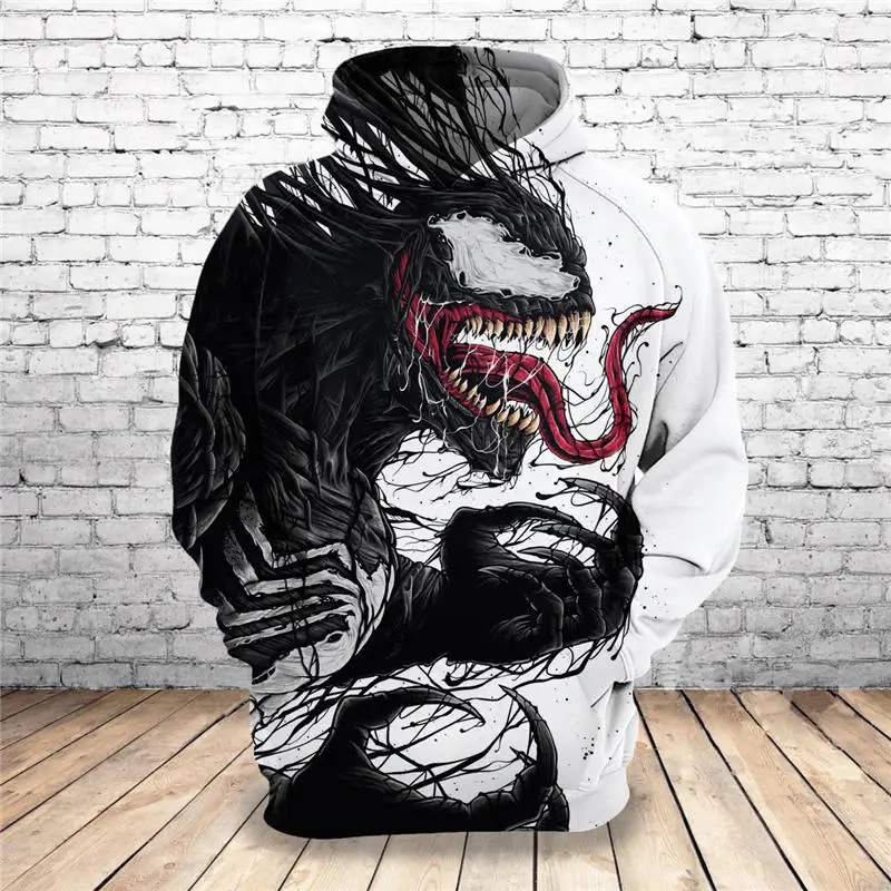 

2021 quente nova camisola personalizar design venom 3d impresso hoodies pullovers únicos topos roupas masculinas transporte da g
