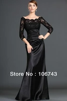free shipping 2017 new black lace long sleeves prom gown floor length custom mermaid bridesmaid dresses