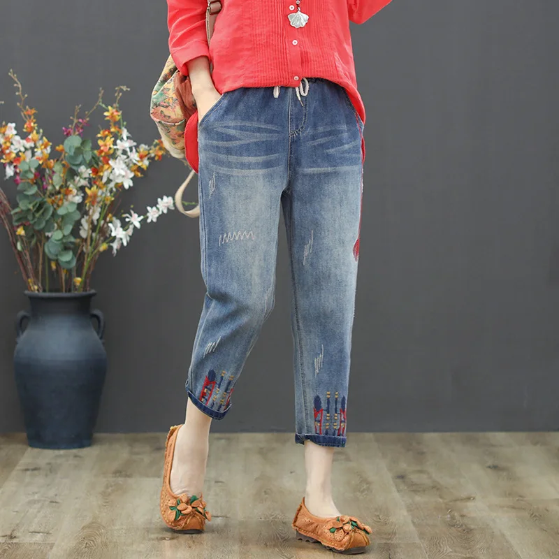 Женские рваные джинсы Max LuLu повседневные винтажные брюки из денима с вышивкой
