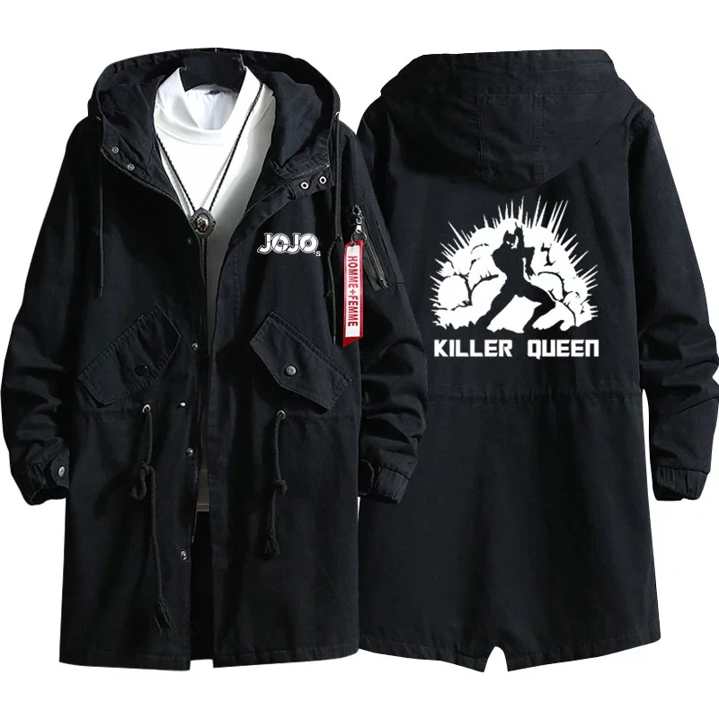 

JoJo's Bizarre Adventure Golden Wind Cosplay Costume Killer Queen Cosplay Trench Coat Hooded Zipper Thick Overcoat Jacket Warm