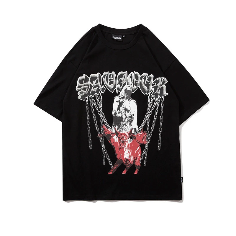 

Футболка мужская с надписью, свободная рубашка в стиле хип-хоп, уличная одежда в стиле Харадзюку, с коротким рукавом, с забавным принтом, на л...