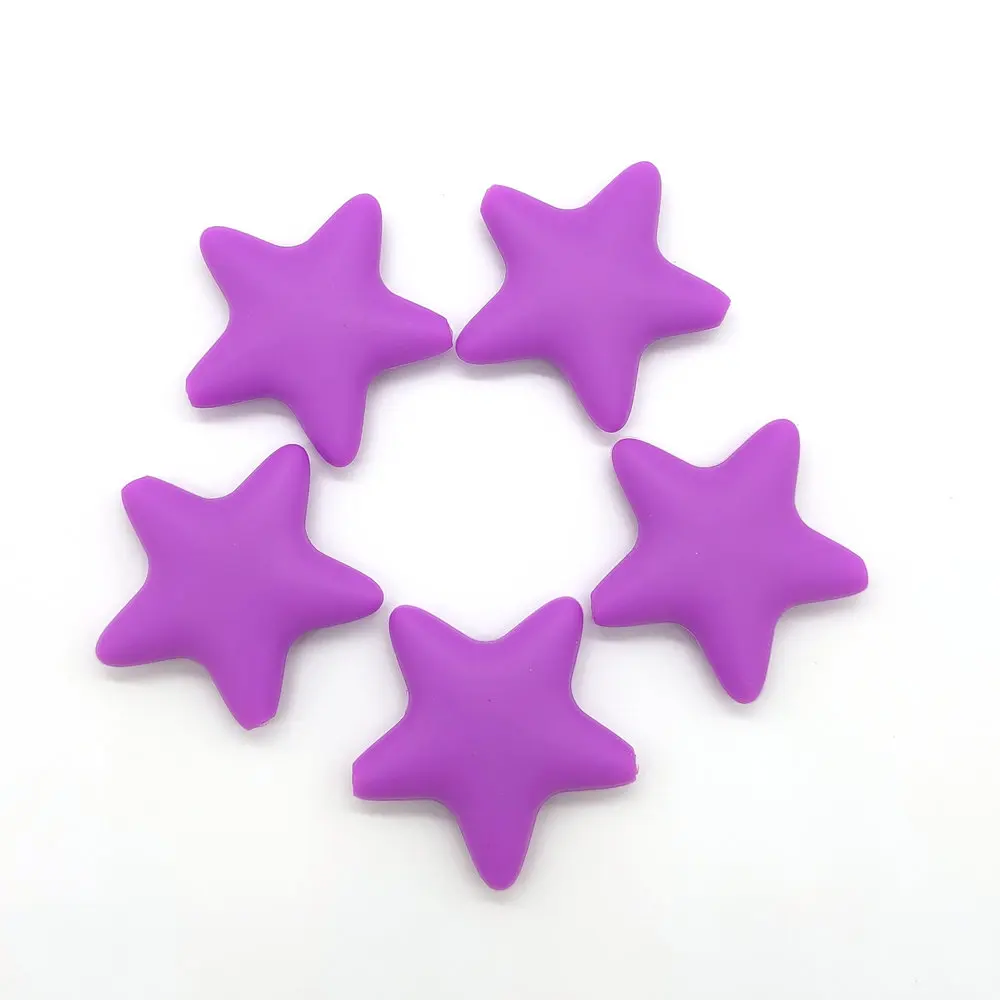 

5pcs Star Silicone Beads Baby Soft Teething Toys Food Grade Silicone DIY Pacifier Chain Pendant Accessories BPA Free Teethers