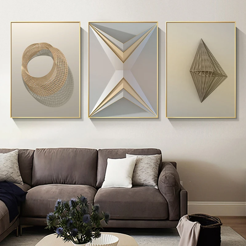 

Abstract Stereoscopic Pattern Line Visual Arts Modern Decorative Picture Canvas Wall Art Poster for Office Living Room Decor