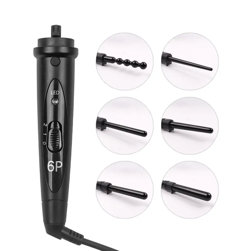 6 в 1 многофункциональные щипцы для завивки волос с керамическим глазурным