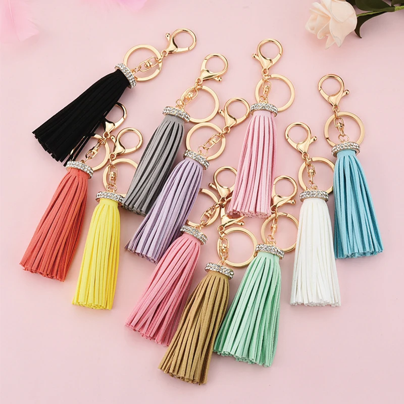 Брелок для ключей с кисточкой брелок кожаным меховым помпоном автомобильные