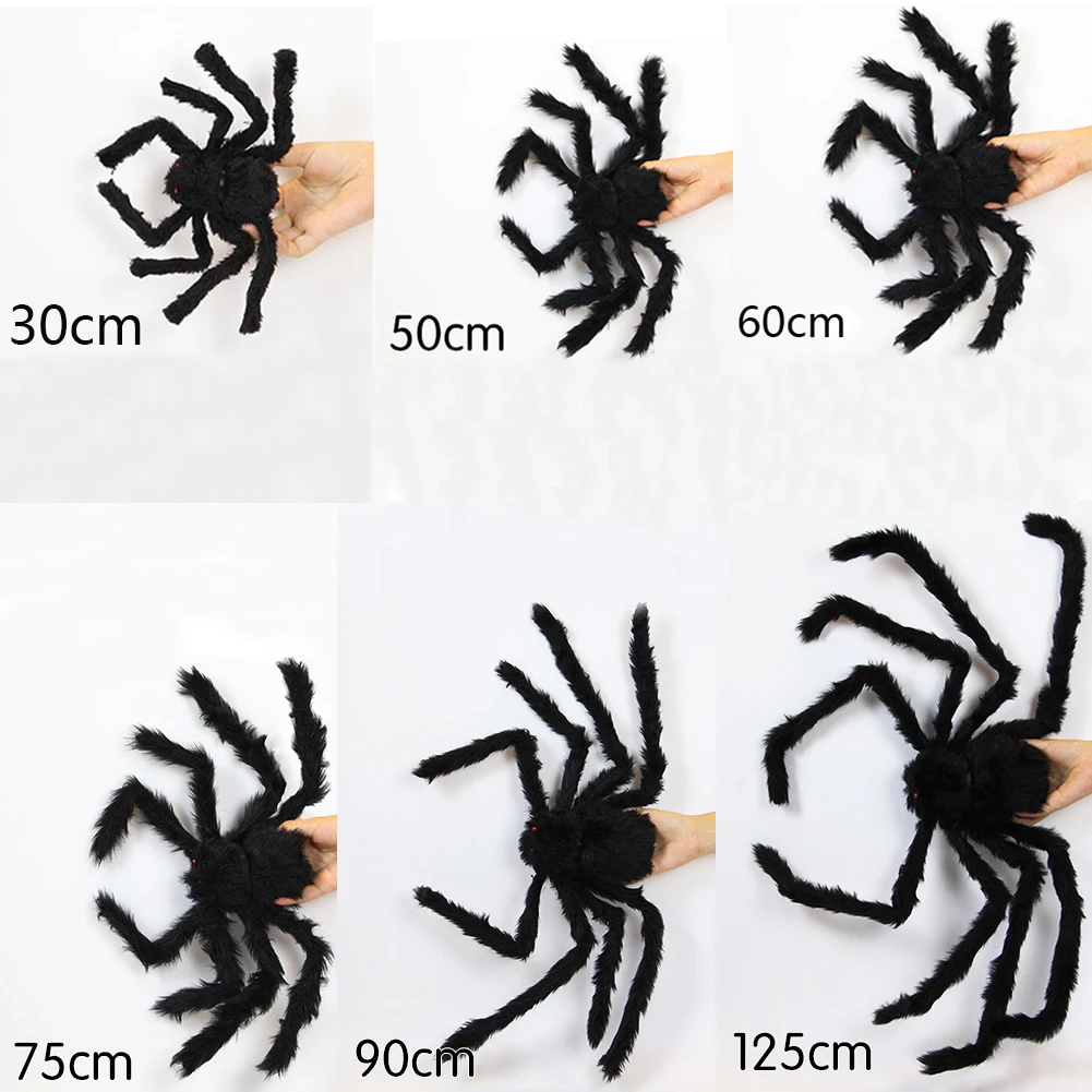 

6pcs Scary Gift Plush Toy Black Haunted House Simulation Model Props Bar Funny Home Decor Indoor Halloween Spider Party Kids