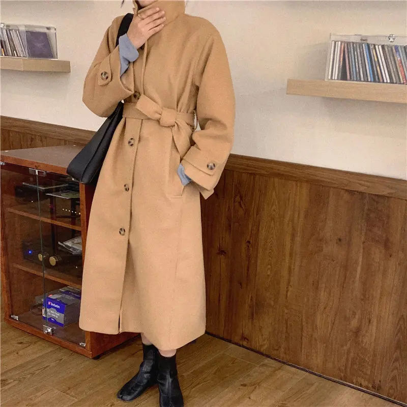 Лидер продаж элегантные однотонные модные офисные женские пальто HziriP цвета хаки