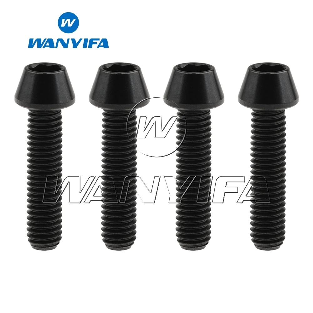 Taper Black Титановый "Wanyifa" болты M6x25mm шестигранный винт для велосипеда ободного тормоза винт 4 шт - Цвет: Taper Black