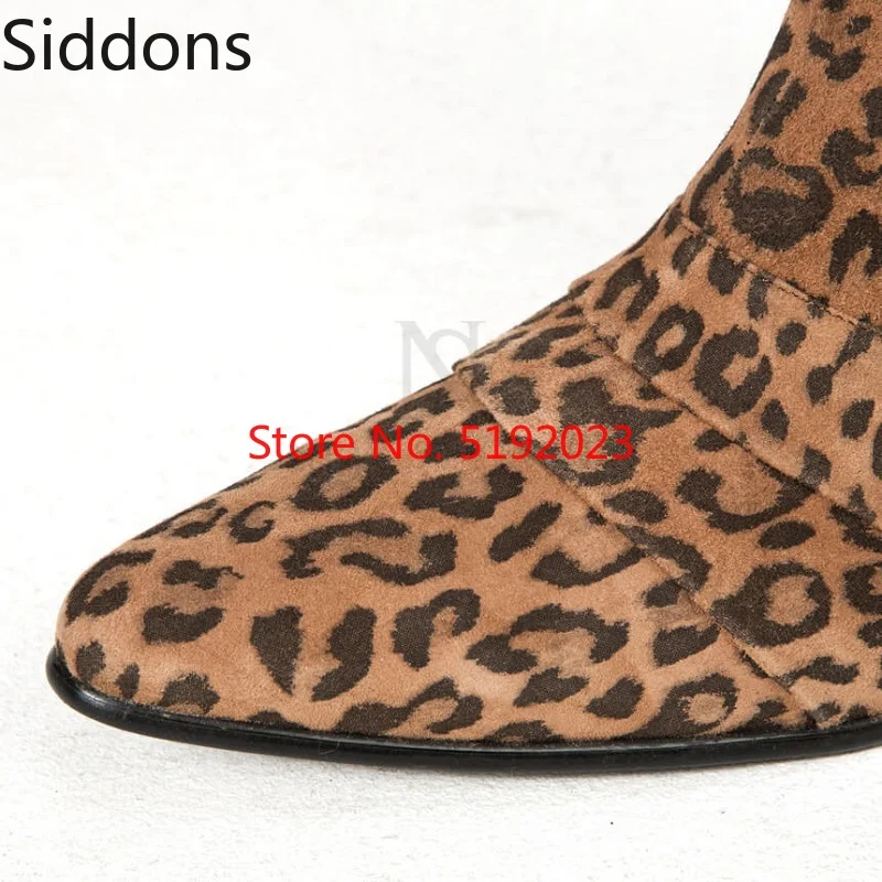 Зимние ботильоны; роскошные кожаные ботильоны с леопардовым узором на высоком каблуке в западном стиле; мужские повседневные ботинки; Zapatos De Hombre; D151