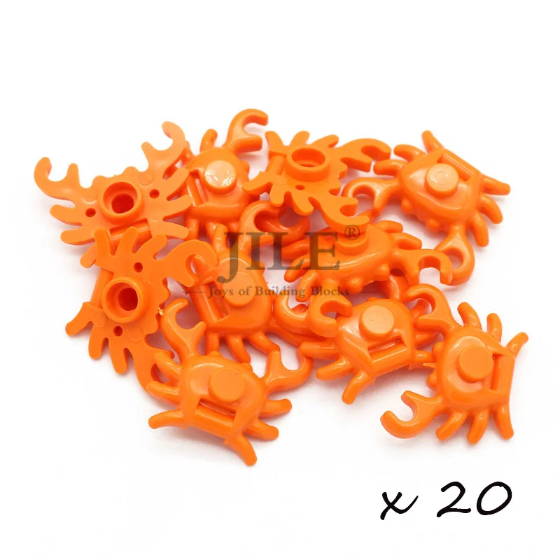 33121 crab 20pcs Moc Food Building Blocks Fruit Apple Banana Frish Dish Drumstick Sausage Bone DIY Bricks Bulk Set Compatible with City View Toys - Цвет: 33121 crab 20pcs