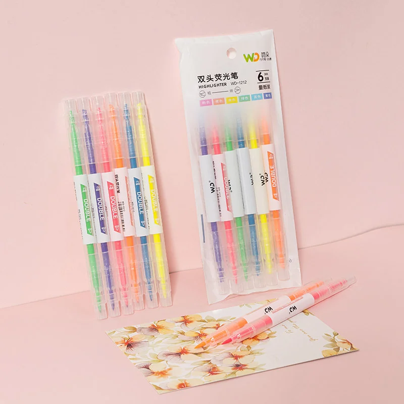 

Double-Headed Two-Color Highlighter Pen For Students To Draw Key Sentence Markers Color Oblique Head Marker Pens