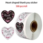 500 шт.рулон сердце-образный черно-белые наклейка спасибо наклейка печать этикеток Для свадебной вечеринки украшение стикер для канцелярских товаров