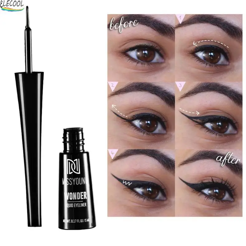 

ELECOOL Black Liquid Eyeliner Waterproof Long Lasting Liquid Eye Liner Make Up Super Eyeliner Gel Easy To Wear Cosmetics Tools