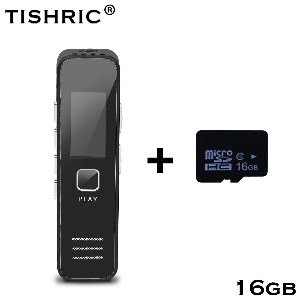 Black with 16gb TISHRIC 16 Гб цифровой голос/Звук/аудио рекордер Usb диктофон ручка Профессиональный 20HR 10 м MP3 WMA U флэш-накопитель HD экран дисплей - Цвет: Black with 16gb