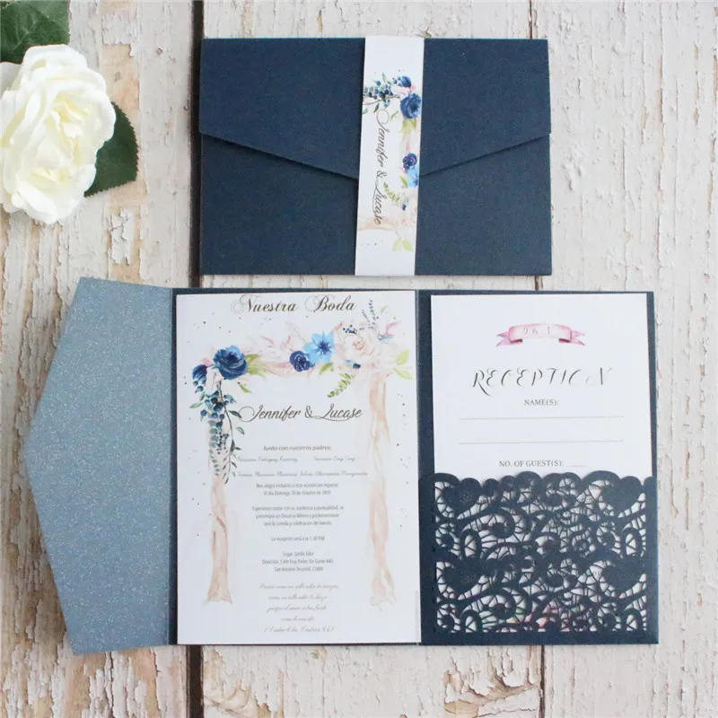 Свадебные пригласительные открытки с конвертами персонализированные печатные