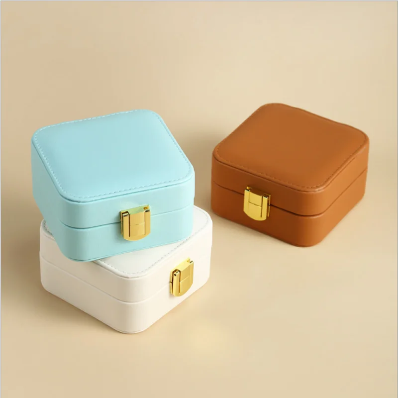 

New Style Leather Jewelry Storage Box For Best Friend Fresh Pumpkin Color Mini Portable Jewel Display