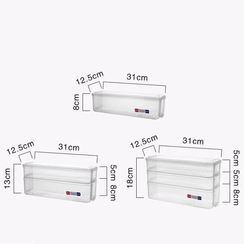 

Multi-layer Refrigeration Storage Box Save Space Kitchen Stacked Organizer Noodle Dumpling Whole Grains Classification Food Tool
