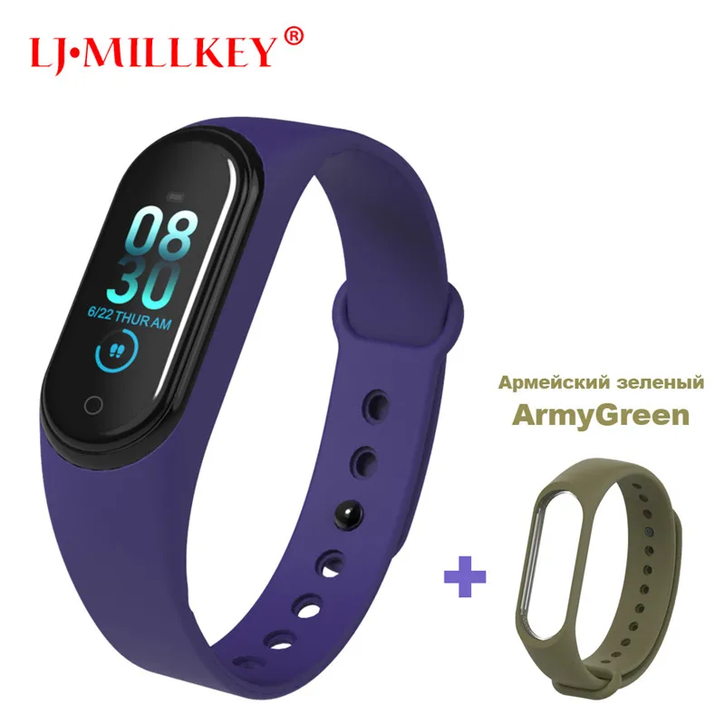 M4Blue-ArmyGreen Умный Браслет Интеллектуальный трекер активности M4 умный Браслет Смарт-браслет 4 пульсометр фитнес-трекер умные часы для мужчин и женщин - Цвет: M4Blue-ArmyGreen