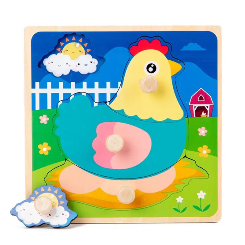 

Children 3D Wooden Board Puzzle Kids Cartoon Animal Hand Grab Boards Baby Educational Intelligence Development Toys