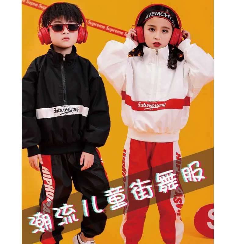 

Kid Hip Hop Clothing Jazz Dance Wear Costume Running Jacket Coat Tops Jogger Pants for Girls Boys Ballroom Stage Dancing Outfits