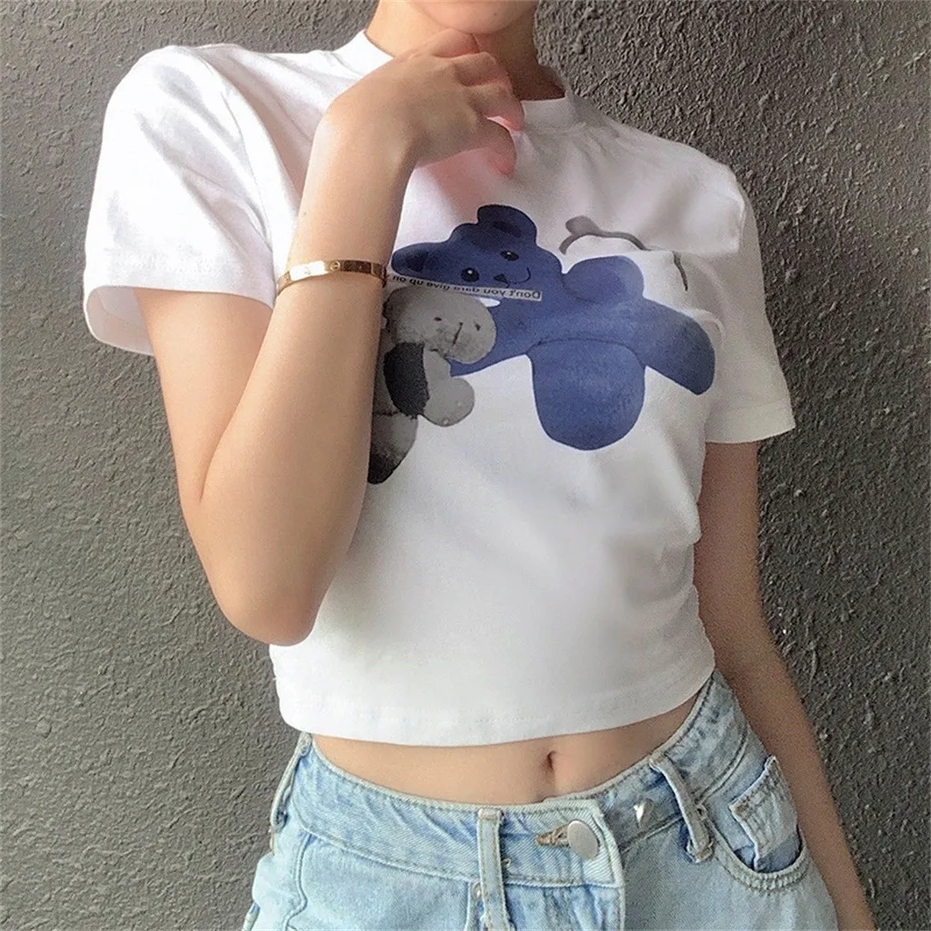

Fashion Women Casual Letter Printed O-Neck White T-Shirt Tops Short Sleeve Harajuku Tee Aesthetic Streetwear Clothes Female 2020