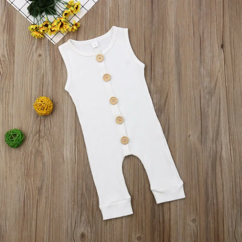 Детский однотонный хлопковый костюм без рукавов | Мать и ребенок