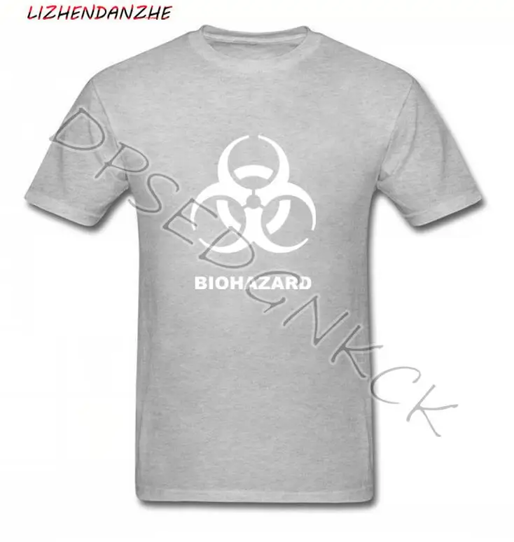 Мужская хлопковая футболка с коротким рукавом принтом логотипа BIOHAZARD лето 047 |