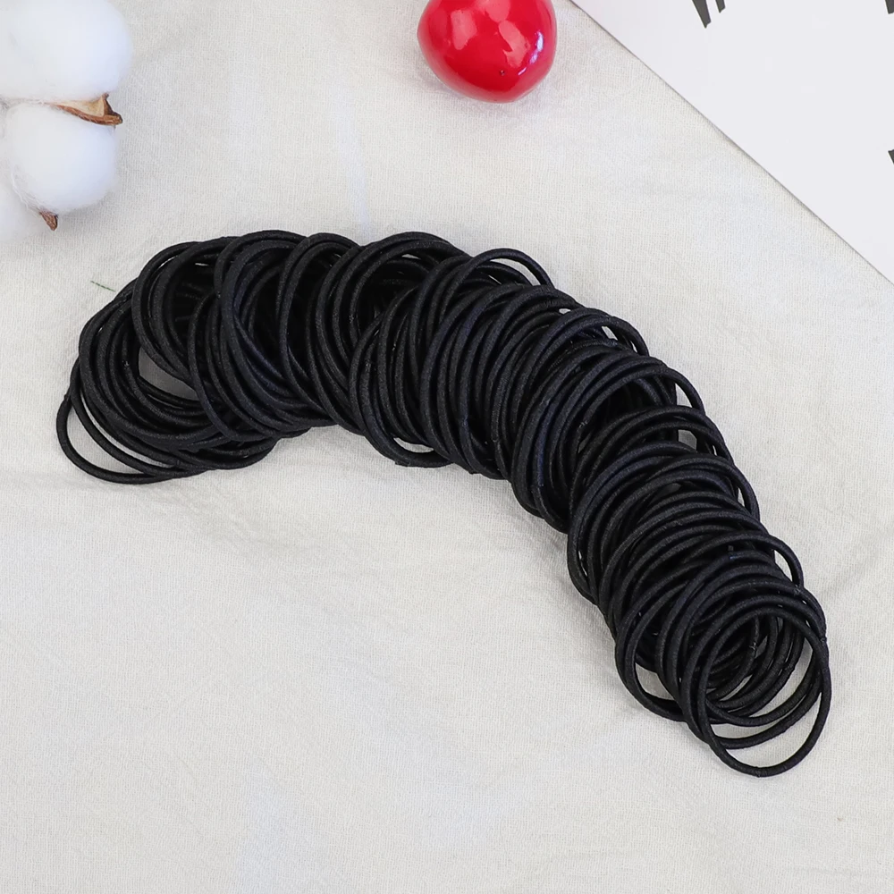 D7-42 Black 100pcs/lot Small Girls Elastic Hair Rubber Bands Scrunchies Headband Ponytail Holder Gum Kid's Fashion Korean Hair Accessories - Цвет: D7-42 Black