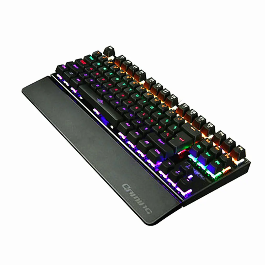 

Mechanical Gaming Keyboard 87 Keys Illuminate Backlight Backlit Anti-ghosting LED Keyboard Wrist Pro Gamer