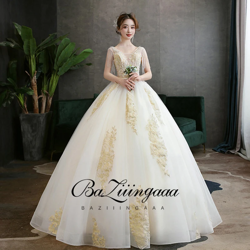 

2021 New Luxury Wedding Dress lace beaded plus size wedding dress accept tailor-made