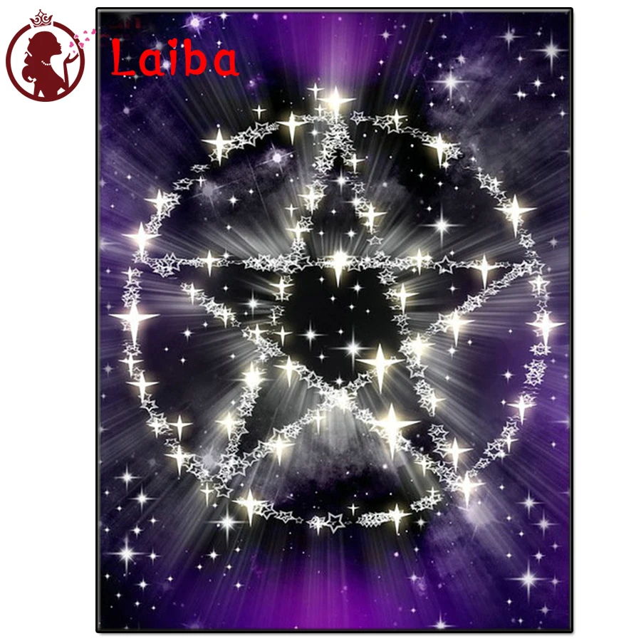 

Алмазная живопись, вышивка крестиком, мозаика с пентаграммой, полная Алмазная вышивка, звезда, пейзаж, узор 5D, квадратные стразы, мозаика, вы...