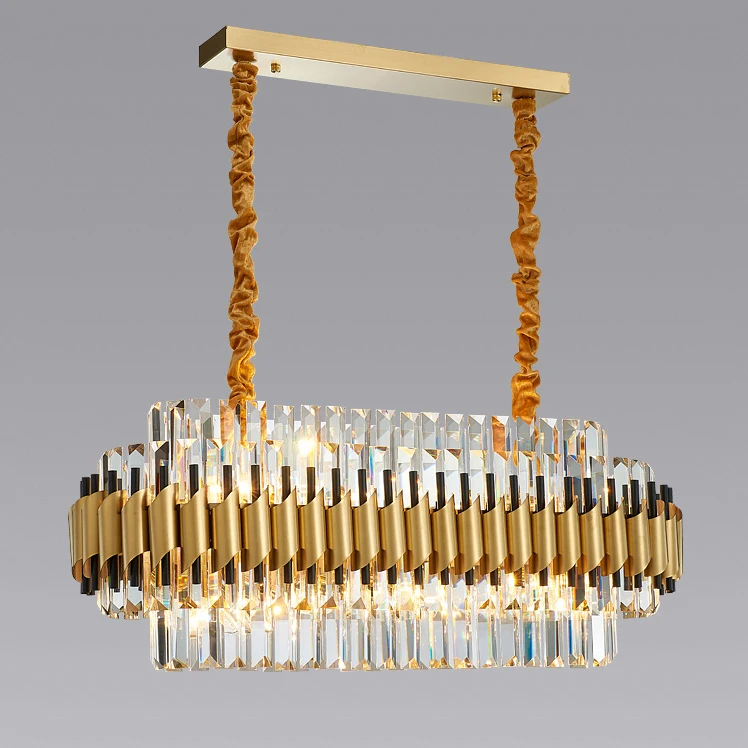 Современная хрустальная Золотая светодиодная люстра из нержавеющей стали