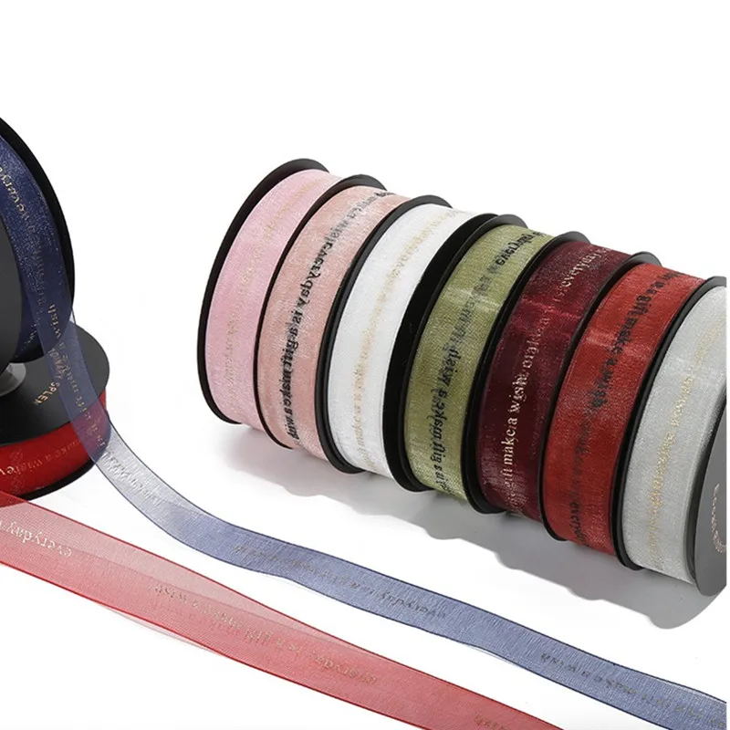 20 ярдов/рулонные ленты бронзовая английская шифоновая пряжа с буквой подарок