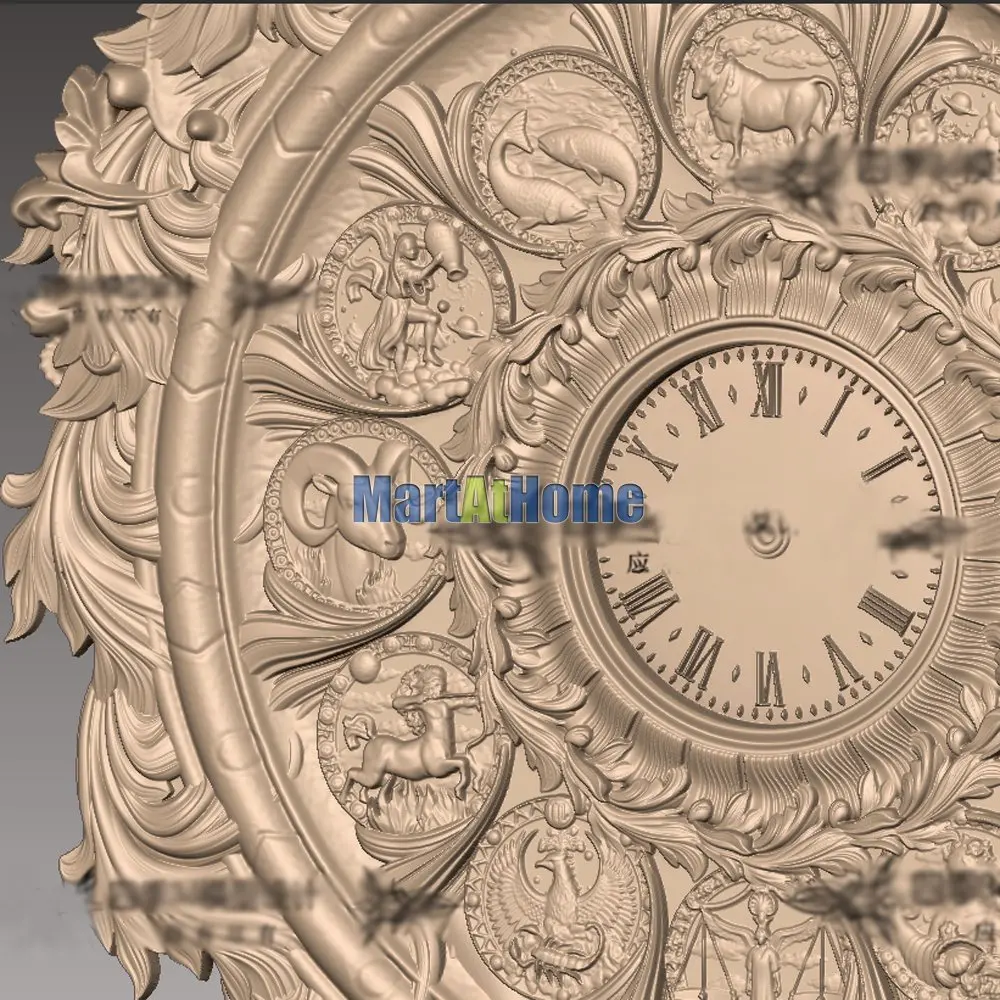 

3D Model STL File Round Carving Drawing Twelve Constellation Wall Clock for CNC Router Engraving & 3D Printing Relief