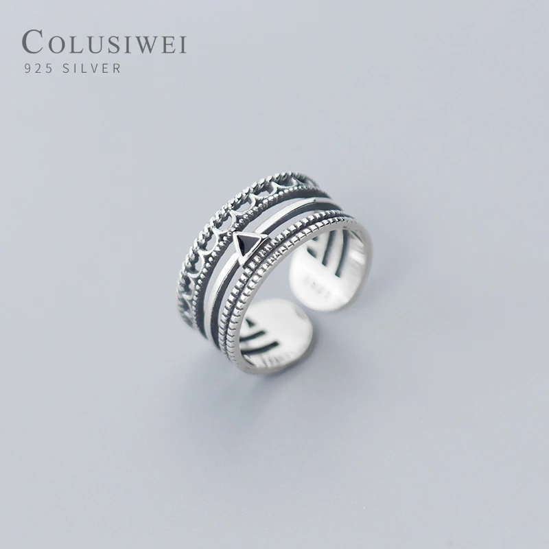 

Colusiwei Vintage Lace Pattern Finger Ring for Women Genuine 925 Sterling Silver Geometric Triangle Adjustable Band 2020 NEW