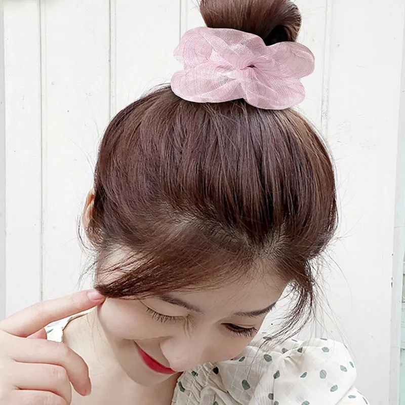 Женские эластичные кольца для волос прозрачные сетчатые резинки из органзы с