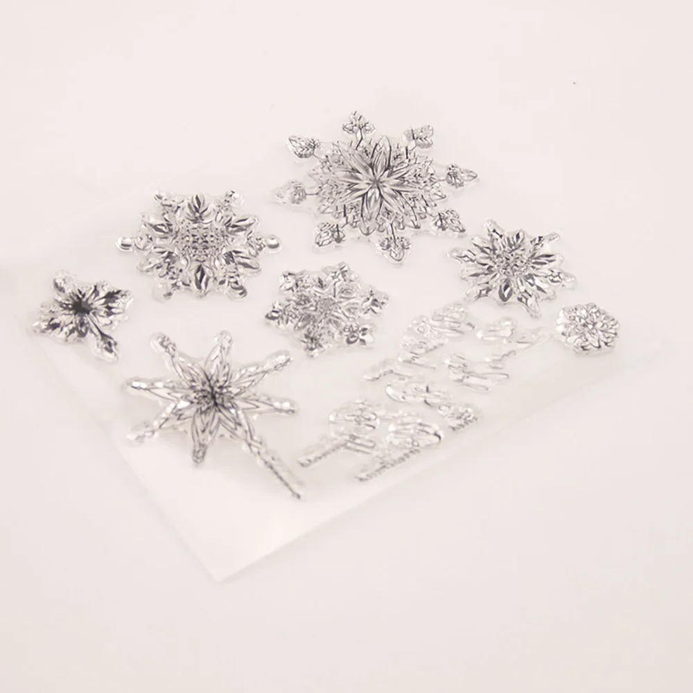 Snowflake Transparent Silicone Stamp for Scrapbooking Christmas Card Paper Craft Silicon Rubber Roller Stamps | Дом и сад