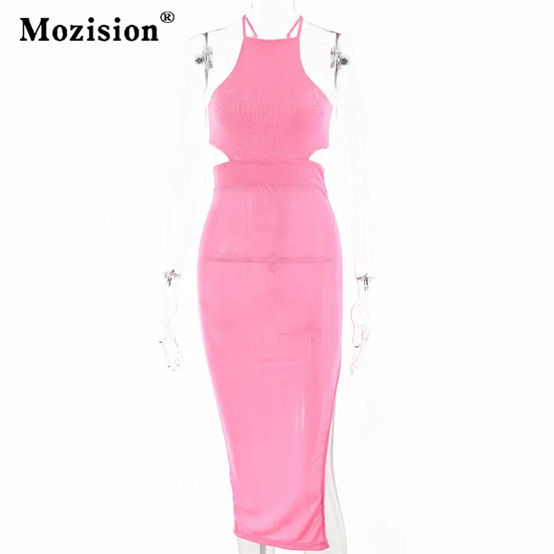 Платье женское на бретелях-спагетти с открытой спиной однотонный пикантный