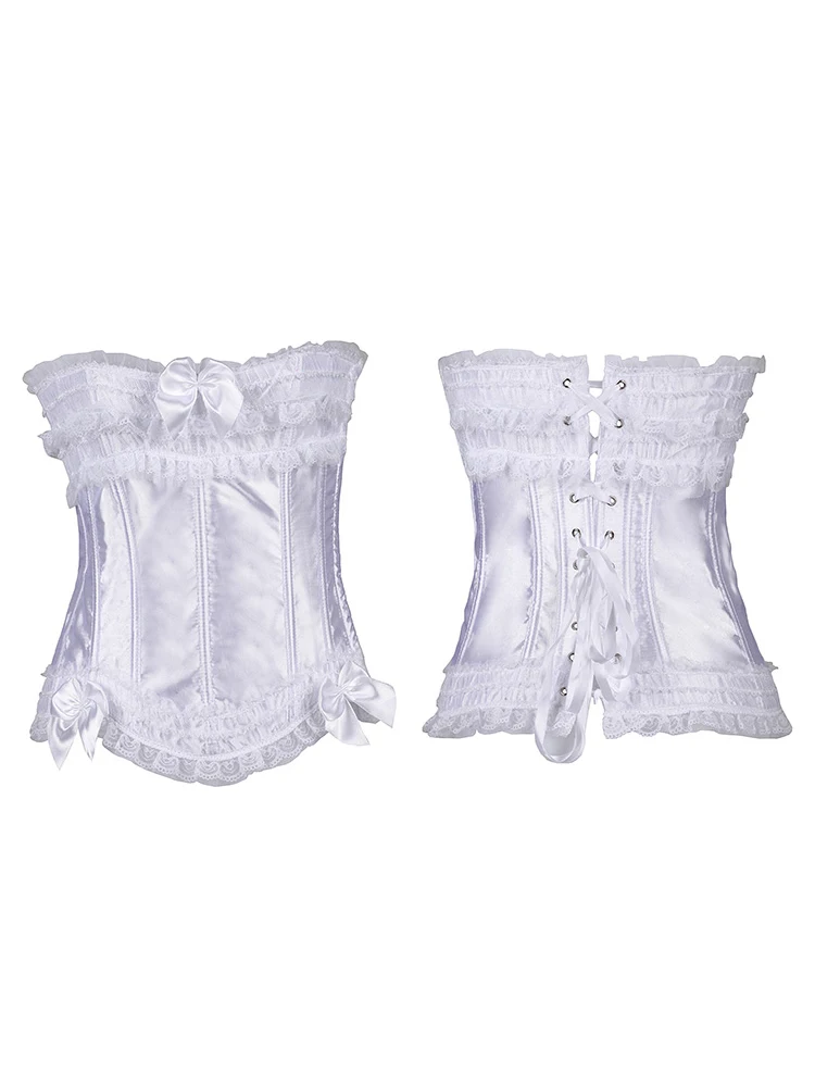 070 размера плюс Корректирующее белье со шнуровкой сатиновый корсет с косточками