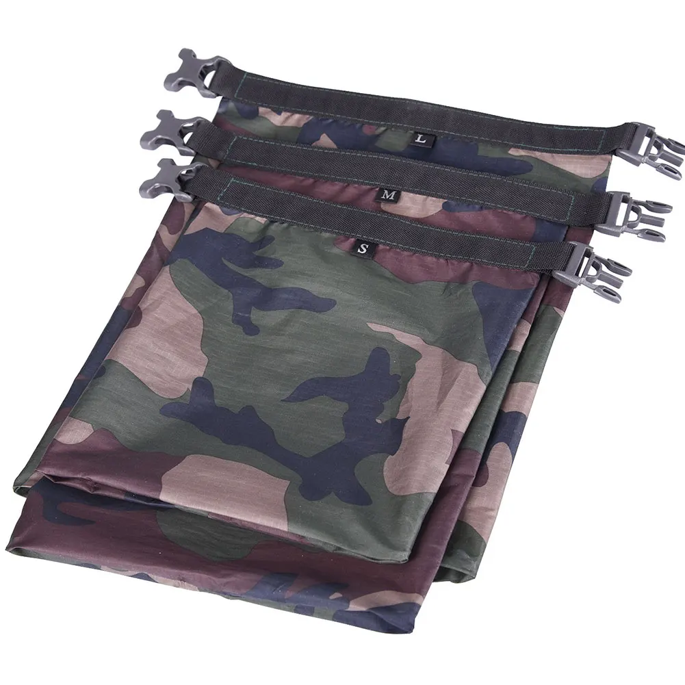 

3/5/8 L 3PCS Drybag Waterproof Dry Bag Set Outdoor Kayaking Drifting Diving Beach Lightweight Rubber Storage Bag Camouflage