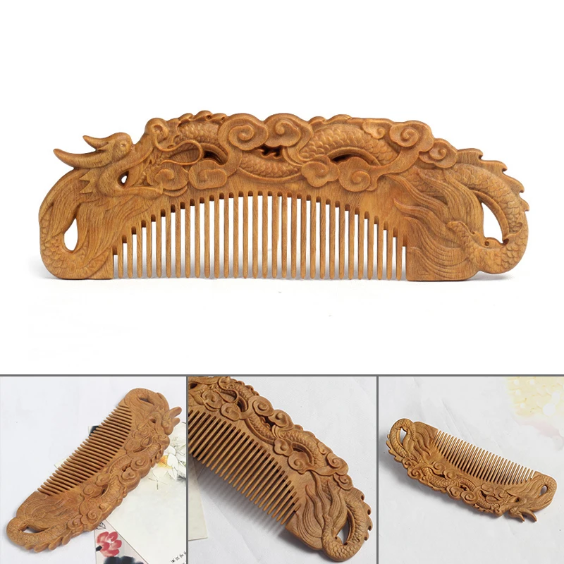 

Расческа из сандалового дерева, Антистатическая Массажная Изысканная двухсторонняя деревянная расческа для волос, подарок для девушки