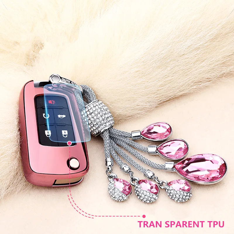 Full-Protective TPU Soft Folding Key Case Shell Holder Covers For Buick Chevrolet Cruze OPEL Artificial Crystal Pendant | Автомобили и