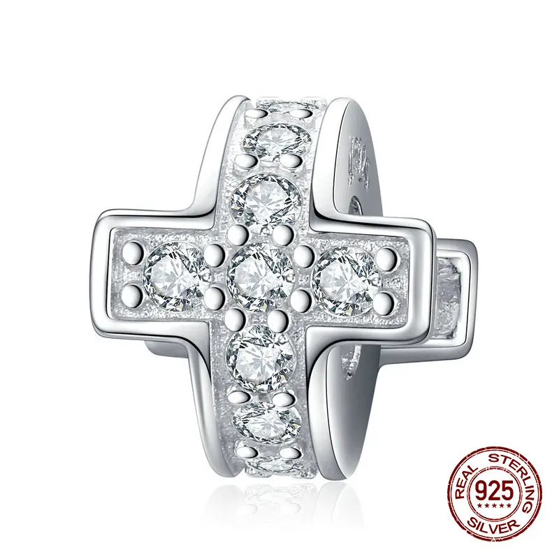 Женский браслет из серебра 925 пробы с блестящими прозрачными фианитами