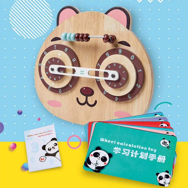 

toys for kids 2 to 4 years old learning math Panda Digital Turntable Wooden Count Numbers Math Matching Digital Shape Puzzle Toy