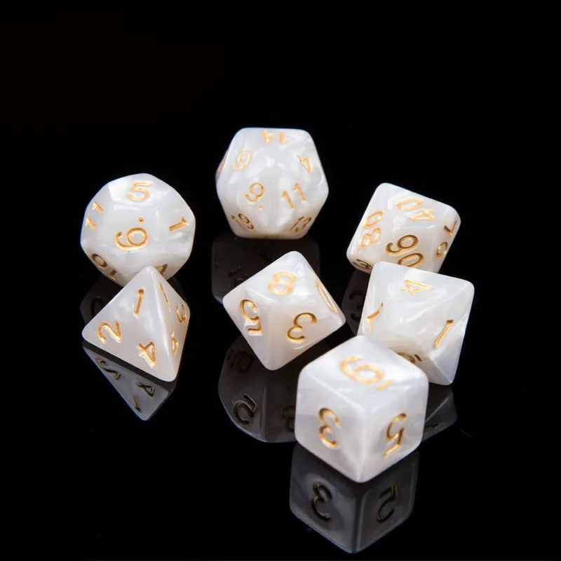 16 - white 7 шт./компл. многогранные DnD смешанные Цвет кости для ролевой игры «Подземелья и Драконы настольные игры D4, D6, D8, D10, D%, D12, D20 - Цвет: 16 - white