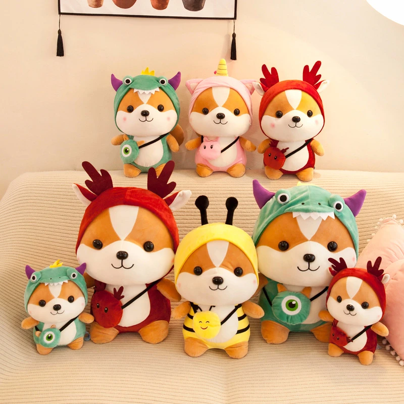 

25-45cm Shiba Inu Dog Cosplay Squirrel Plush Toy Stuffed Soft Animal Chai Pillow Christmas Gift For Kids