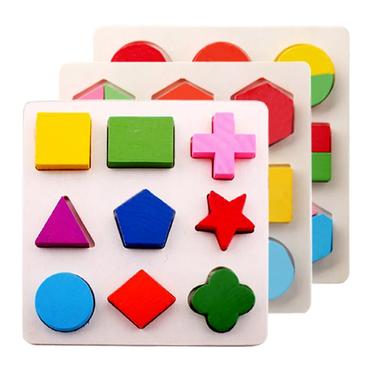 

Wooden Geometric Shapes Montessori Puzzle Sorting Math Bricks Preschool Learning Educational Game Baby Toddler Toys For Children