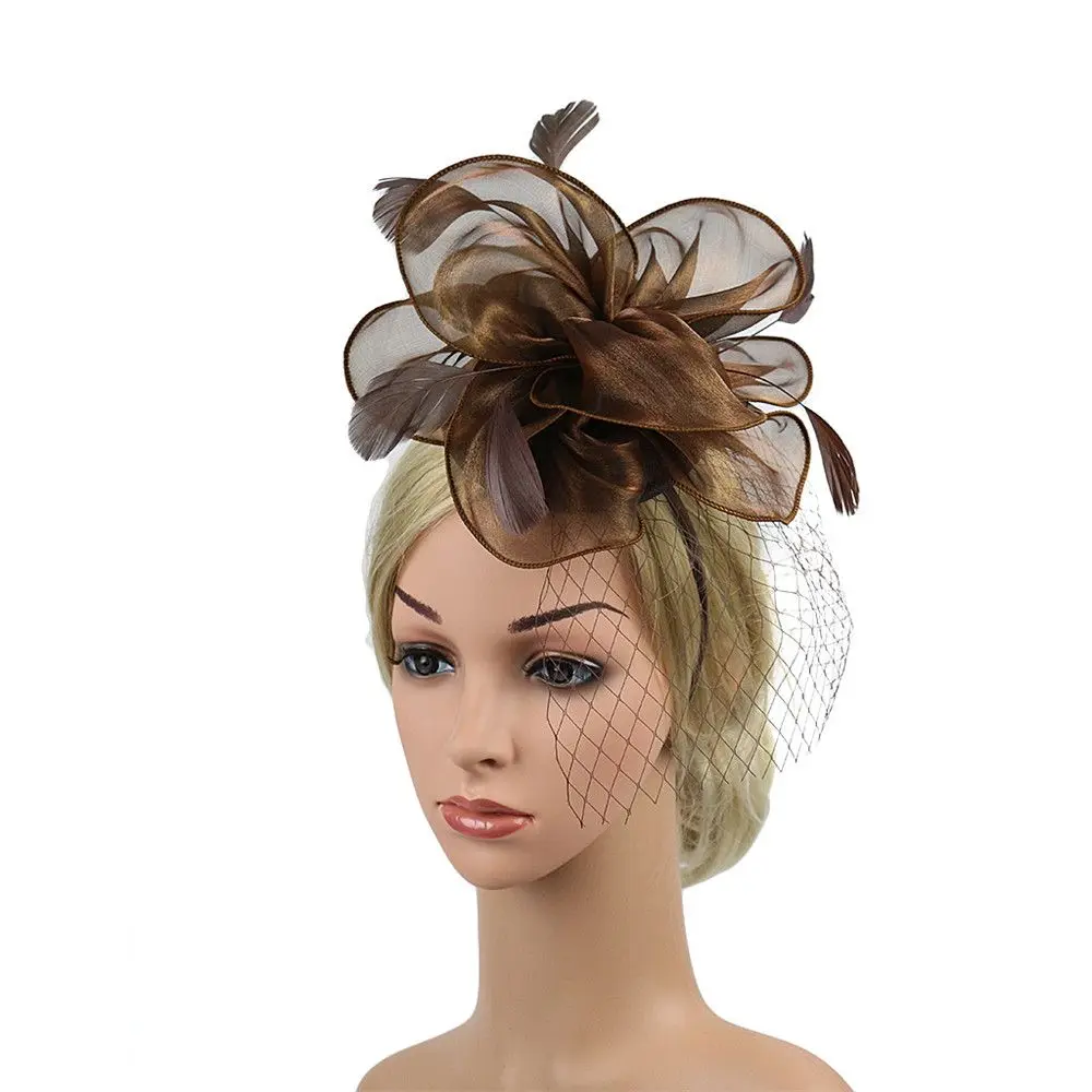 

Decor Party Feather Womens Flower Bride Headdress Hairpin Alice Band Headband