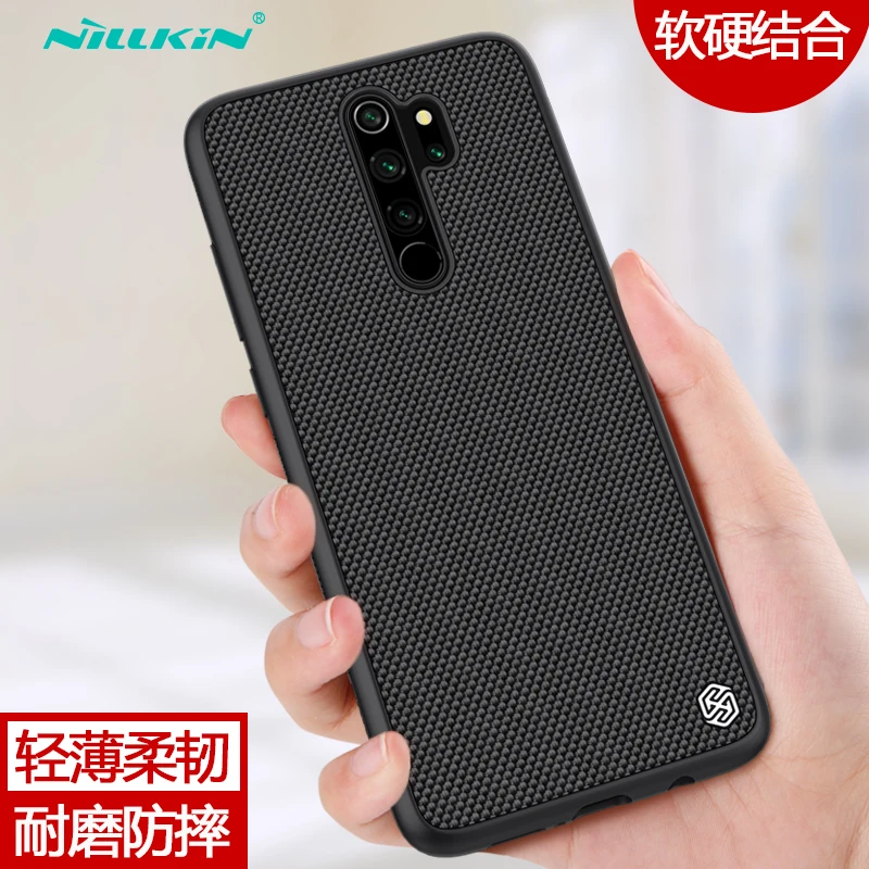 Чехол из нейлона Nillkin для Xiaomi Redmi Note 8 Pro текстурированная Задняя Крышка нескользящая тонкая и светильник чехол s - Цвет: Черный